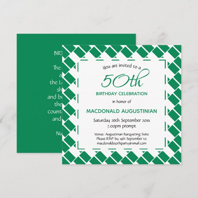 Invitation DRAPEAU NIGERIA Personnalisé 50e anniversaire (Devant / Derrière)