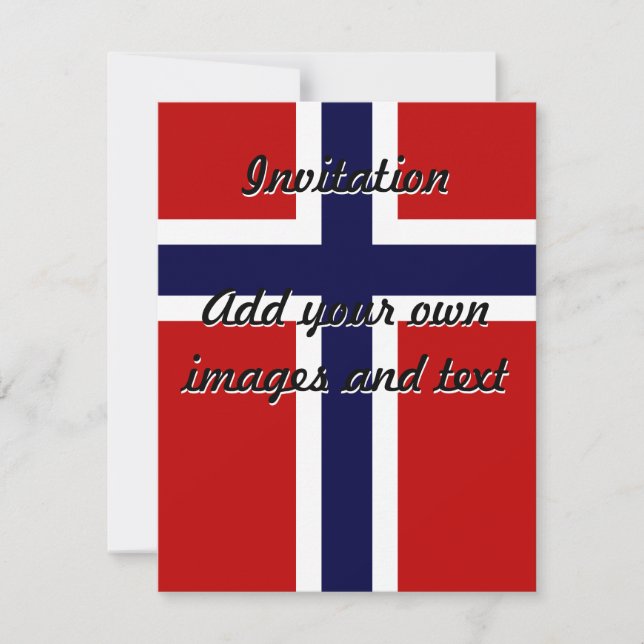 Invitation Drapeau norvégien - Kongeriket Norge - Norsk Flagg (Devant)