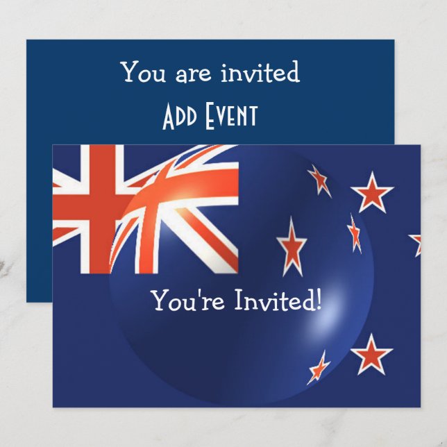 Invitation Drapeau Nouvelle-Zélande En Toute Occasion (Devant / Derrière)