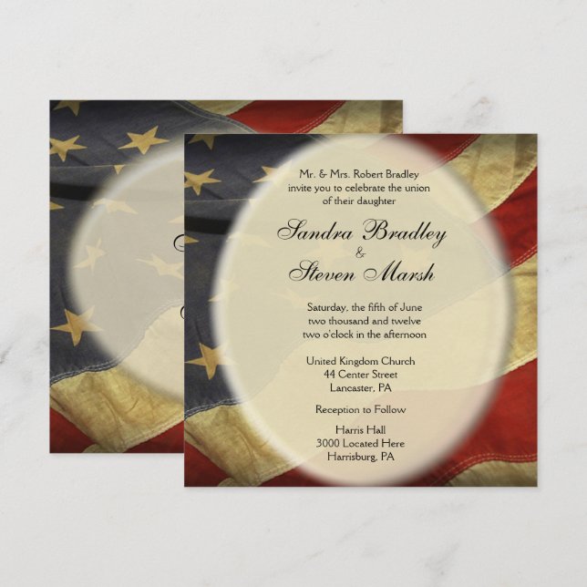 Invitation Drapeau patriotique américain (Devant / Derrière)