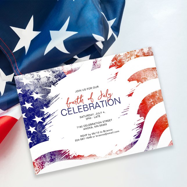 Invitation Drapeau patriotique américain | 4 JUILLET (Créateur téléchargé)