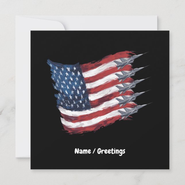Invitation Drapeau Patriotique USA Jets 4 juillet (Devant)