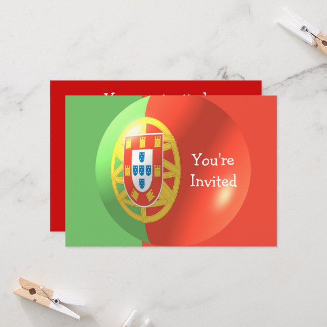 Invitation Drapeau Portugais Design N'importe quelle occasion (Devant/Arrière en situation)