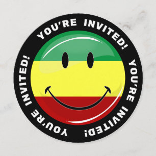 Invitation Drapeau Rasta glacé rond