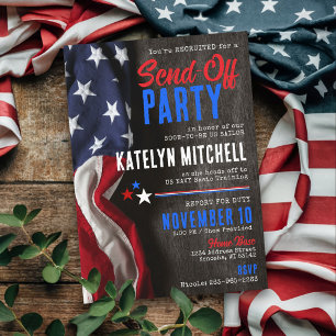 Invitation Drapeau Rustique Militaire Solider Partir Parti