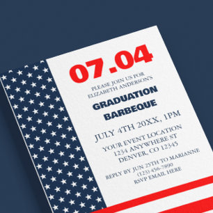 Invitation Drapeau Stars & Stripes Fête nationale Graduation 