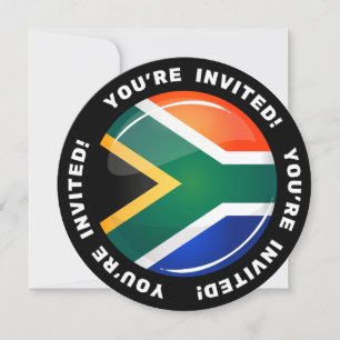 Invitation Drapeau sud-africain rond brillant