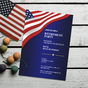 Invitation Drapeau USA Coin Luxe Bleu