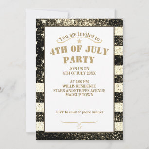 Invitation Drapeau USA Rustique or sépia Étincelles fête du 4