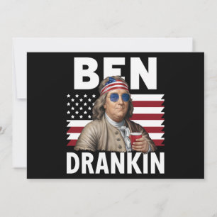 Invitation Drapeau vintage drôle du 4 juillet Ben Drankin Bee