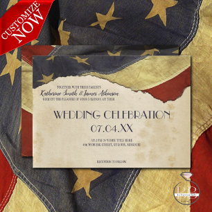 Invitation Drapeau Vintage du Mariage militaire