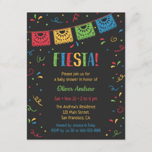 Invitation Drapeaux colorés et Baby shower Confetti Fiesta