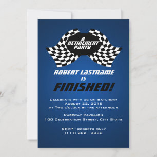 Invitation Drapeaux de course Parti de retraite