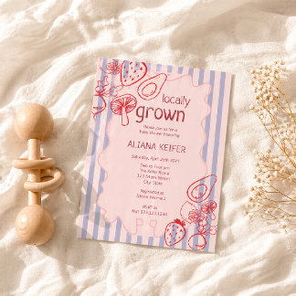 Invitation Drawn Locally Grown Farmer's Market Baby Shower 