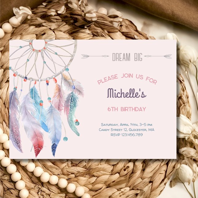 Invitation Dream Big Boho Dreamcatcher Anniversaire (Créateur téléchargé)
