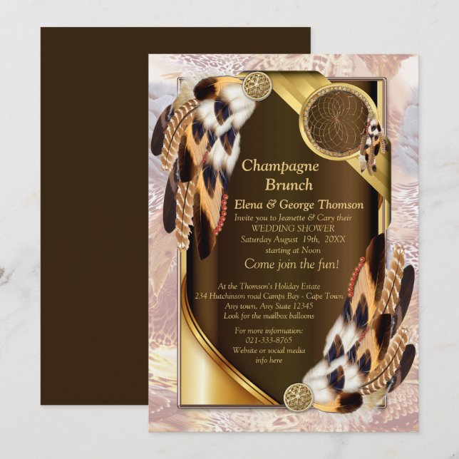 Invitation Dream Catcher Couple Shower (Devant / Derrière)