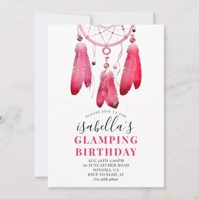 Invitation Dream Catcher Glamping Anniversaire (Devant)