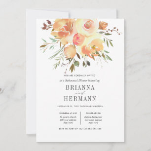Invitation Dream Peach   Dîner de répétition Mariage de fleur