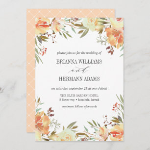 Invitation Dream Peach Fancy rustique Flowers mariage
