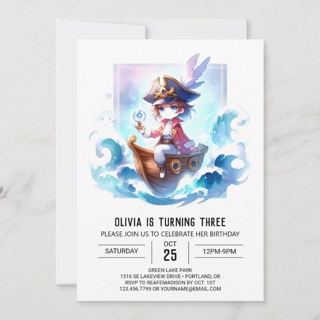 Invitation Dreamant Elegant Pirate Anniversaire (Devant)