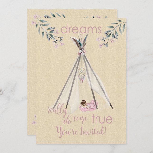 Invitation DreamCatcher Boho Tipi DreamCatcher (Devant / Derrière)