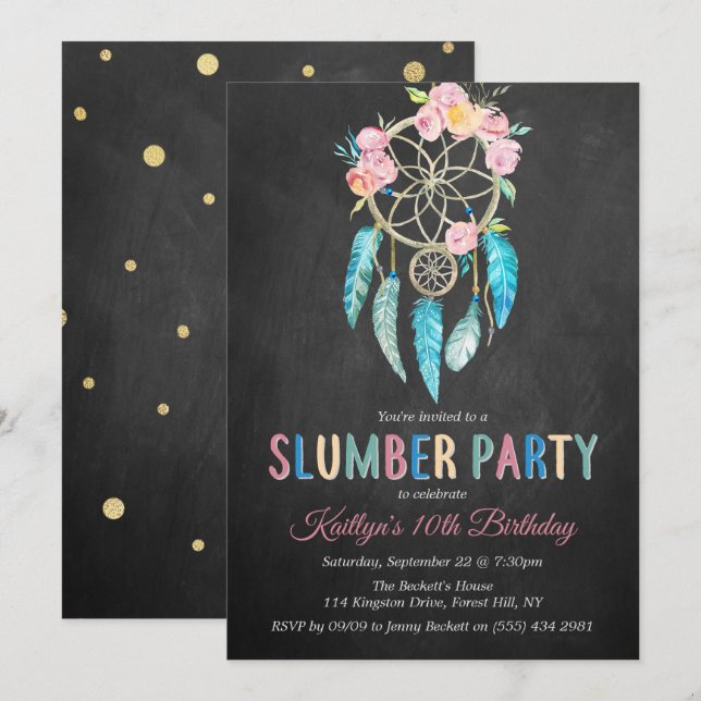 Invitation Dreamcatcher Fête de bois d'oeuvre N'importe quel  (Devant / Derrière)