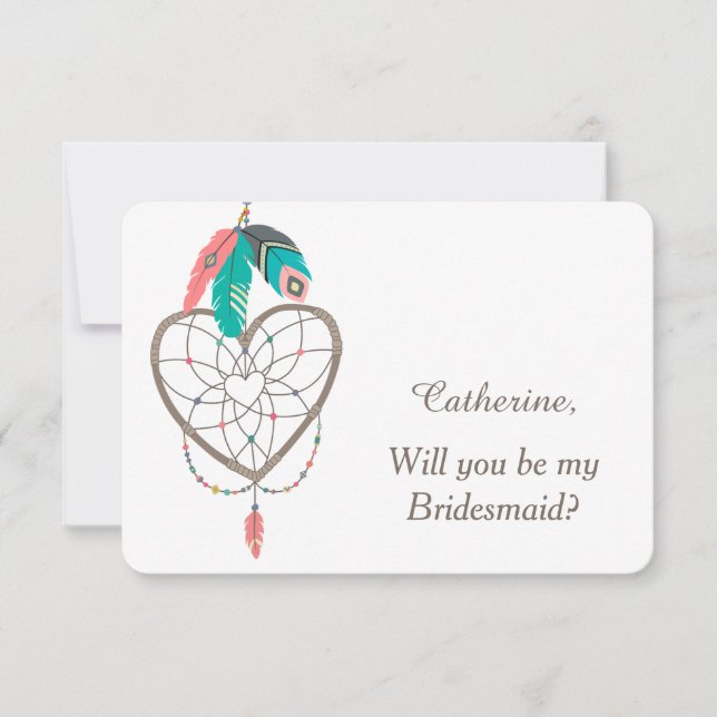 Invitation Dreamcatcher Mariage de plume Bridesmaid (Devant)