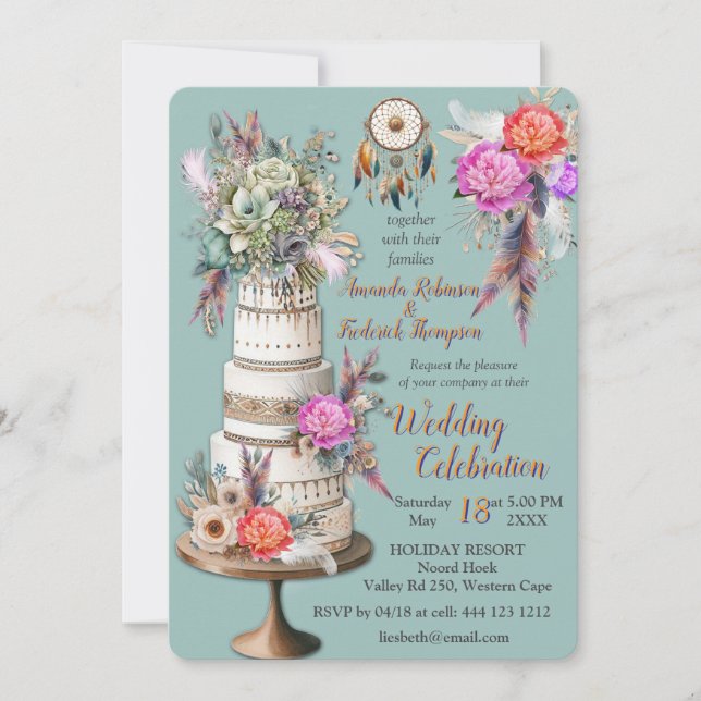 Invitation Dreamcatcher sur un thème bohème (Devant)