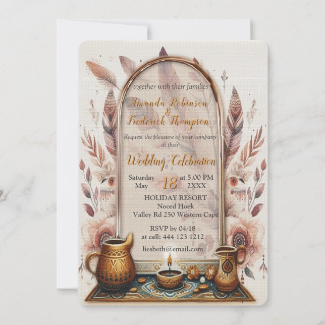 Invitation Dreamcaters dans un thème bohème (Devant)