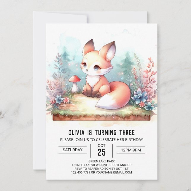 Invitation DreamCustom Fox Anniversaire numérique (Devant)