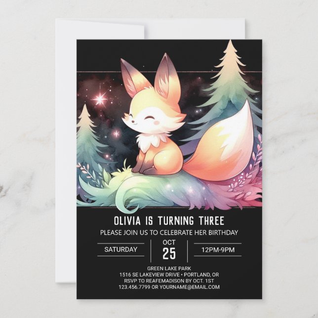 Invitation Dreamfun Fox Anniversaire numérique (Devant)