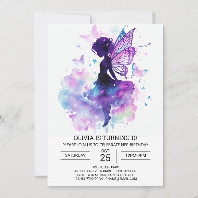Invitation Dreamlike Fairy Garden Anniversaire Élégance (Devant)
