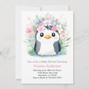 Invitation Dreamscape Watercolor Girl Baby shower de pingouin