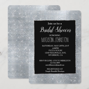 Invitation Dreamy Black Glitzy Silver Sparkle