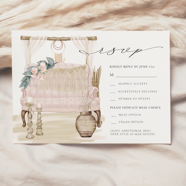 Invitation Dreamy Bohemian Beach Wedding RSVP (Créateur téléchargé)