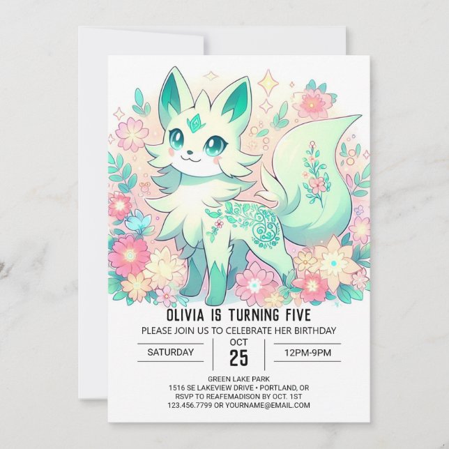 Invitation Dreamy Boho Fox Digital Birthday (Devant)