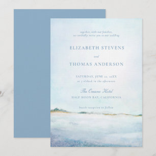 Invitation Dreamy Coastal Ocean Beach Mariage moderne élégant