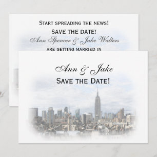 Invitation Dreamy Dk Grey NYC Skyline Enregistrer la date H