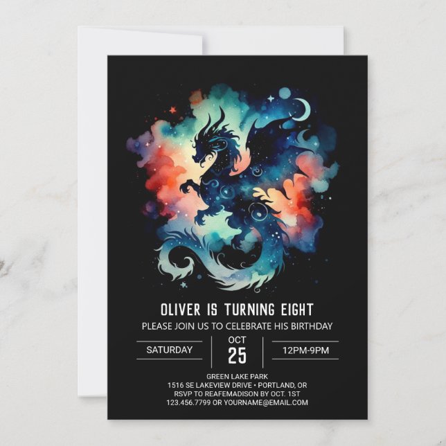Invitation Dreamy Dragon Birthday Imprimable (Devant)