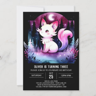 Invitation Dreamy Feline Chat Anniversaire
