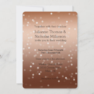 Invitation Dreamy Gold Bronze et White Bokeh Mariage