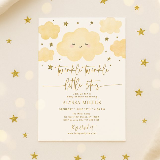 Invitation Dreamy Gold Twinkle Baby shower nuage Star (Créateur téléchargé)