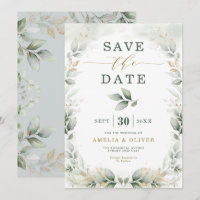 Dreamy Green Eucalyptus Gold Enregistrer la date