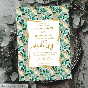Invitation Dreamy Hunter Green Gold Mariage invite