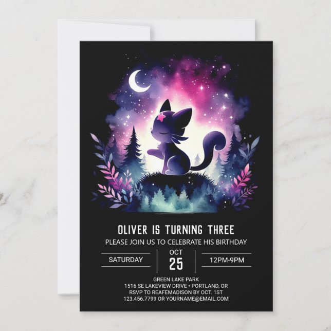 Invitation Dreamy Kids Chat Anniversaire (Devant)