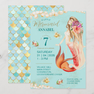 Invitation Dreamy Mermaid fête d'anniversaire