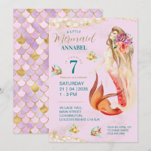 Invitation Dreamy Mermaid fête d'anniversaire