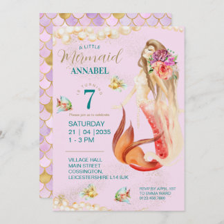 Invitation Dreamy Mermaid fête d'anniversaire