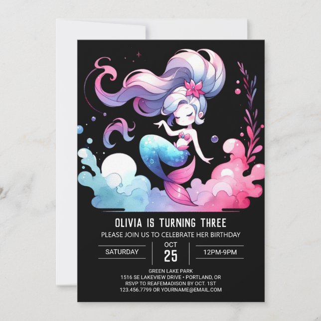 Invitation Dreamy Under the Sea Mermaid Birthday (Devant)