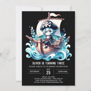 Invitation Dreamy Watercolor Pirate Anniversaire